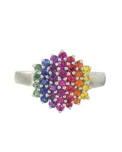 Rainbow Sapphire Engagement Wedding Ring 925 Sterling Silver (1.4ct tw) - 13 US