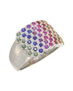 Rainbow Sapphire Womens Fashion Ring 925 Sterling Silver (3/4ct tw) - 6 US