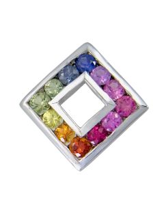 Rainbow Sapphire Square Pendant 925 Sterling Silver (1.5ct tw) By:rainbowsapphirejewelers.com
