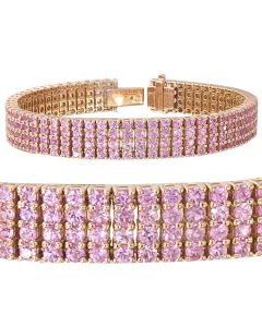 14ct Pink Sapphire Prong Set Tennis Bracelet 14K Pink Rose Gold By:rainbowsapphirejewelers.com