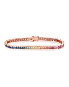 14K 18K Pink Gold Bracelet 7.5 Carat Natural Colorful Sapphire Jewelry Gift for Wifey