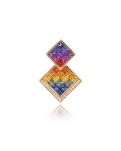 Rainbow Sapphire & Diamond Pendant 18K Gold (2.61ct tw)