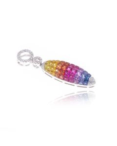 Rainbow Sapphire & Diamond Pendant 18K Gold (4.93ct tw)