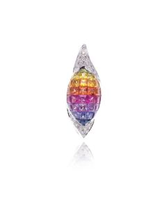 Rainbow Sapphire & Diamond Pendant 18K Gold (3.56ct tw)