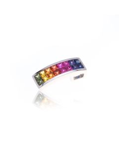 Rainbow Sapphire Curved Rectangle Pendant 14K Gold (2.27ct tw)