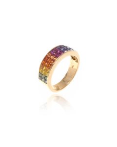 Rainbow Sapphire Invisible Set 18K Gold Ring (3.55ct tw) by RainbowSapphireJewelers.com