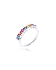 Rainbow Sapphire Band Ring 18K Gold Ring (1.10ct tw) by RainbowSapphireJewelers.com