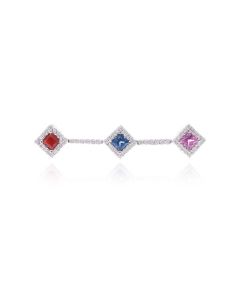 Rainbow Sapphire & Diamond Fancy Pendant 18K Gold (0.91ct tw)