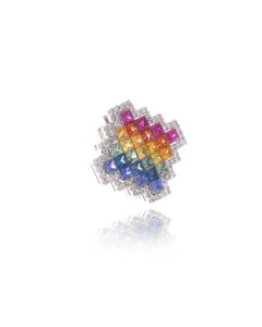 Rainbow Sapphire & Diamond Pendant 14K Gold (2.75ct tw)