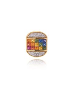 Rainbow Sapphire & Diamond Pendant 18K Gold (1.99ct tw)