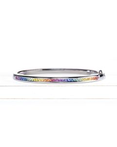 Rainbow Sapphire Round Cut Bangle 925 Sterling Silver by Rainbow Sapphire Jewelers