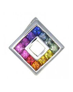 Rainbow Sapphire Square Pendant 14K White Gold (2ct tw) By:rainbowsapphirejewelers.com