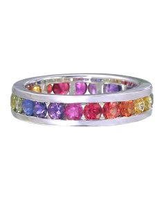 Rainbow Sapphire Eternity Ring 925 Sterling Silver (5ct tw) - 5 US