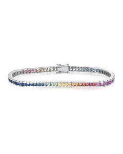 Rainbow Sapphire Tennis Bracelet 14K White Gold (8ct tw) By:rainbowsapphirejewelers.com