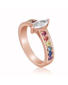 Asgard Rainbow Ring Fancy Marquise Diamond Ring Moissanite in Rose Gold
