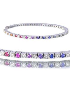 Rainbow Sapphire & Diamond 925 Sterling Silver Tennis Bracelet (2.8ct tw) By:rainbowsapphirejewelers.com