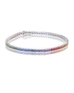 Rainbow Sapphire Prong Set Tennis Bracelet 925 Sterling Silver (6ct tw) By Rainbowsapphirejewelers.com