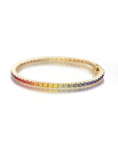 Rainbow Sapphire Prong Set Tennis Bracelet 14K Yellow Gold (6ct tw) By Rainbowsapphirejewelers.com
