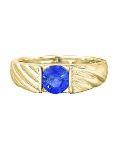 Blue Sapphire Solitaire Ring 10K Yellow Gold (1ct tw) By:rainbowsapphirejewelers.com