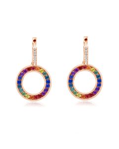 ROMANTIC Gift for Special Lady Sapphire & Diamond Dangle Hoop Earrings 14K 18K Rose Gold 2.3 Carats Round Cut Natural Sapphire