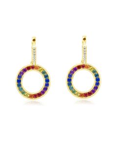 Rainbow Sapphire & Diamond Huggie Earrings 18K Yellow Gold (2.5ct tw) By:rainbowsapphirejewelers.com