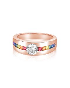 Low Profile Engagement Ring in Rose Gold 6mm Centre | Moissanite D VVS Option