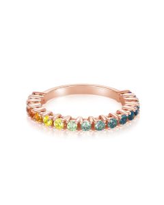 Prong Set Sapphire Ring Half Eternity Band in Rose Gold| Diamond Ring Option