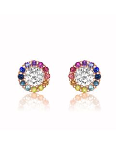 Pink Gold Earstuds 14K 18K HIGH ROLLER FERRIS WHEEL Solid Gold Sapphire Earrings