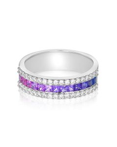 Rainbow Sapphire & Diamond Ring 925 Sterling Silver By: Rainbowsapphirejewelers.com