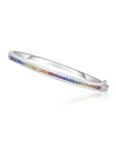 Sapphire 2.0mm Rainbow Tennis Bracelet Comfort 14K 18K White Gold Channel Set Top Selling Bangle