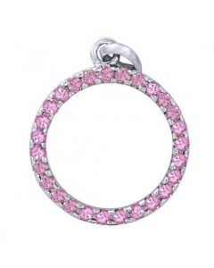 Pink Sapphire Circle Pendant 925 Sterling Silver (1.2ct tw)