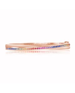 Rainbow Tennis Bracelet Rose Gold Bangle 1.5mm Pave Set 1.35carats Everyday Comfort Top Selling