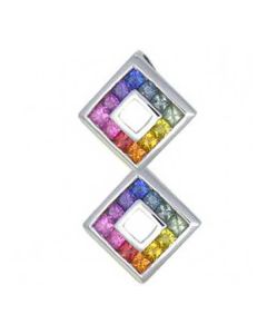 Rainbow Sapphire Double Small Square Pendant 925 Sterling Silver (1.5ct tw) By:rainbowsapphirejewelers.com