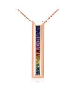 Rose Gold Bar Necklace Princess Sapphire Channel Set Top Quality 2 Carats Valentine's Gift