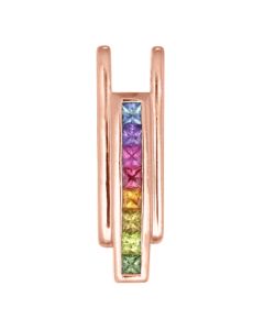 Futuristic Sapphire Bar Drop Pendant in 14K 18K Rose Gold Minimal Avant Garde Design Artisan Jewelry
