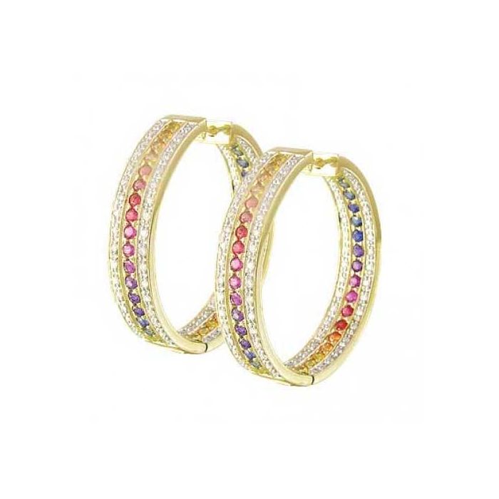 rainbow diamond hoop earrings