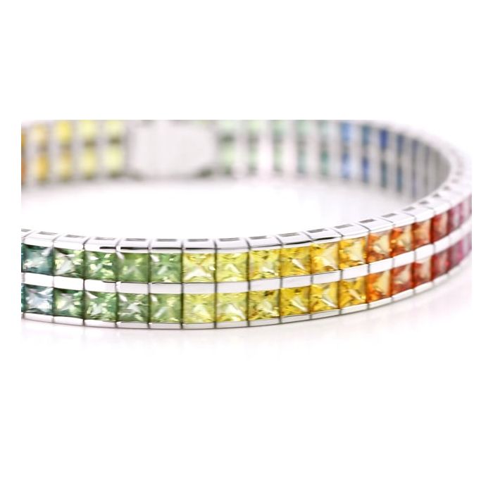 18K Gold Rainbow Tennis Bracelet