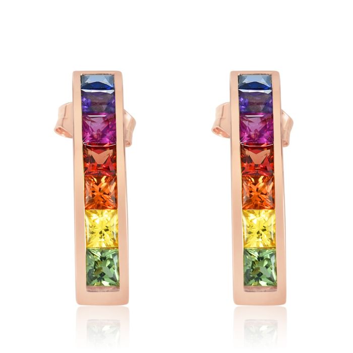 Rainbow Earrings Rose Gold Hoop Earrings Rose Gold-plated 