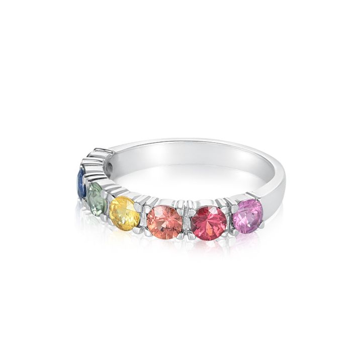 3.00 ct. t.w. Multicolored Sapphire Crisscross Ring with .19 ct. t.w.